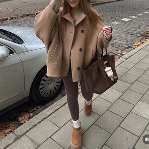 New Zara camel coat batwing jacket